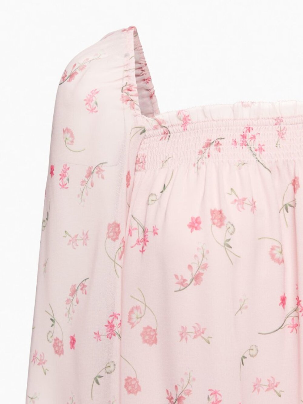 Aritzia Wilfred Alana Smocked Chiffon Babydoll Mini Dress Spring Medley Pink S - Picture 4 of 8